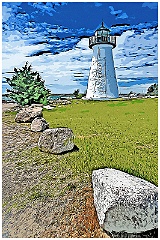 Neds Point Light at Veteran's Memorial Park -Digital Painting